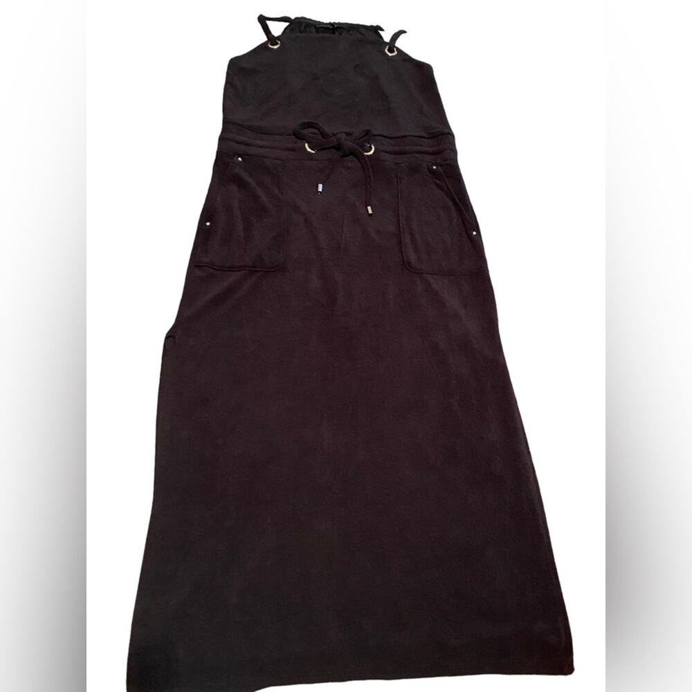 White House Black Market Size Medium Weekend Terry Midi Black Dress with Pockets